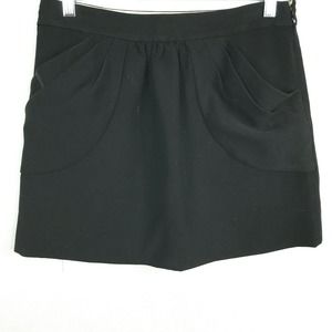 J. CREW Skirt Womens Sz 4 Black‎ Pleated Mini  Pockets Side Zipper